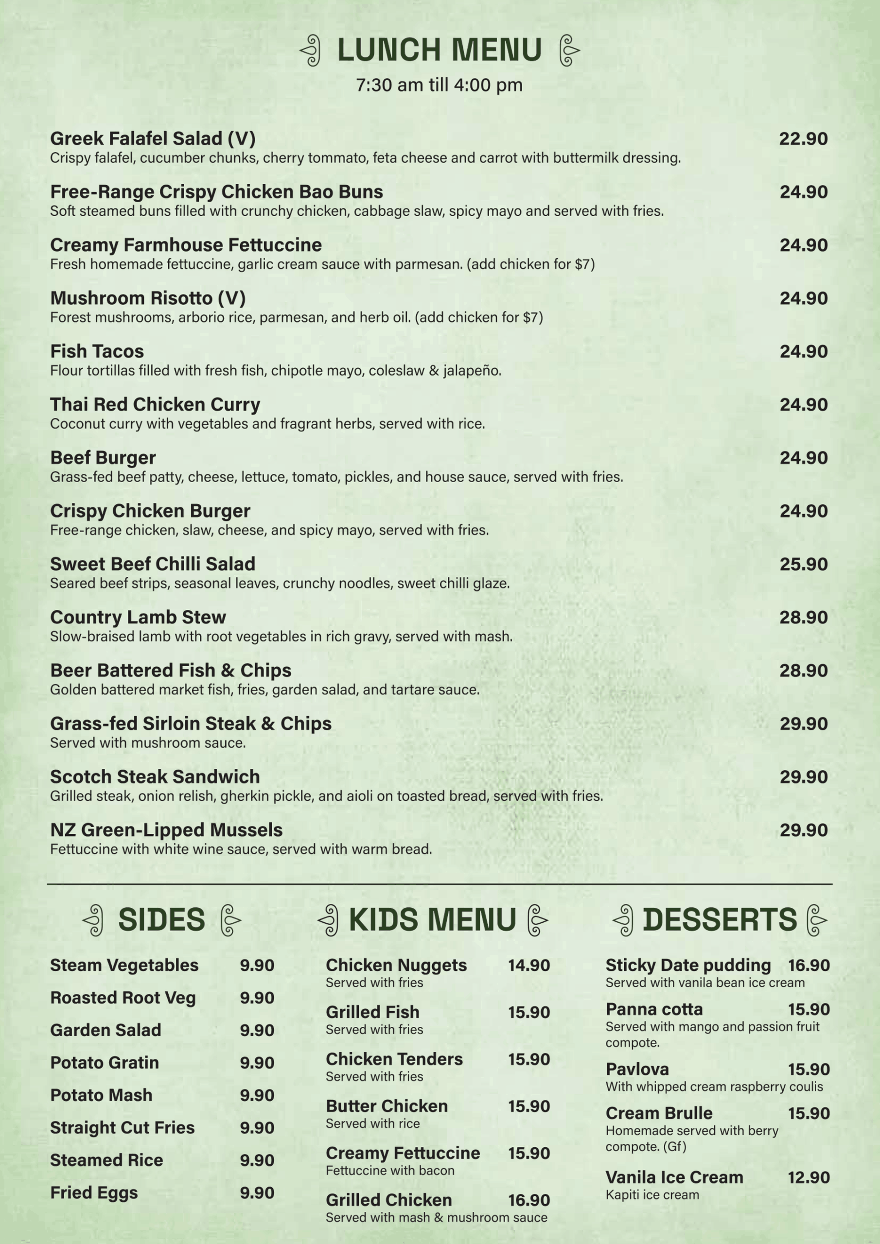 Number 8 Wire Lunch Menu 2